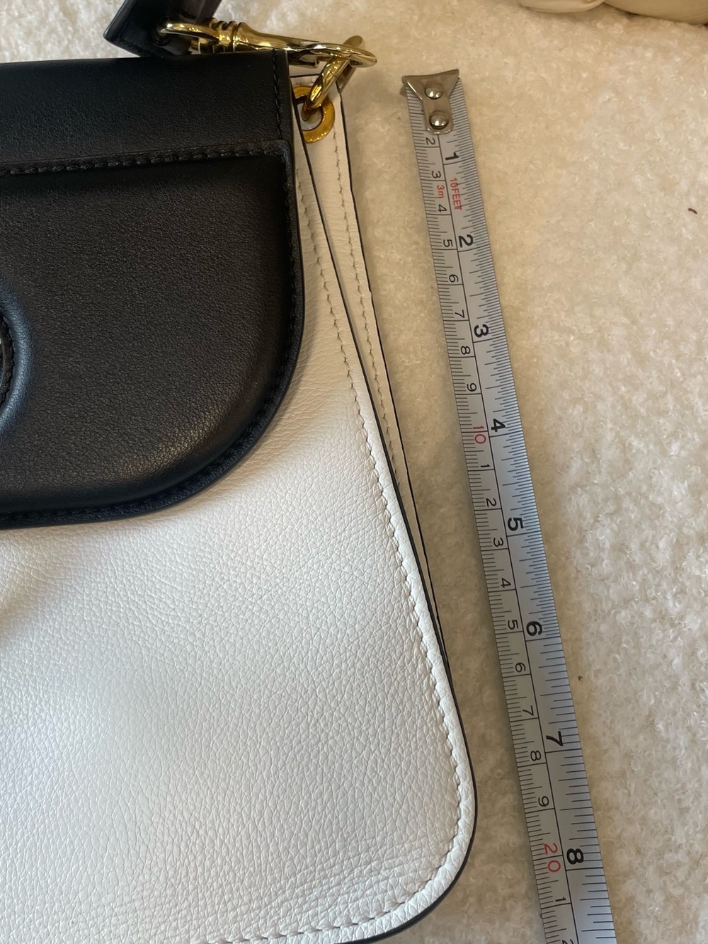 JW ANDERSON Authentic Pierce Black and White Leather Shoulder Bag with Gold Ring - Picture 4 of 13